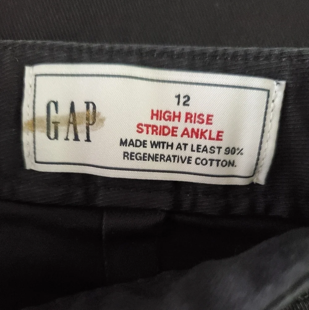 GAP High Rise Stride Wide Leg Canvas Khakis Ankle Pants Black Size 12 NWT RT$80